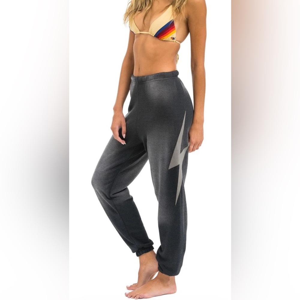 Aviator Nation Women's XS Charcoal Gray Lightning Pants